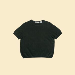 90s Chaus silk/cashmere blouse, vintage size L crewneck short sleeve knit top